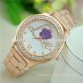 2015 new design rose flower gold alloy love trend design quartz watch